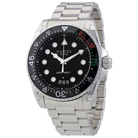 gucci ya136208|Gucci Dive XL Black Dial Stainless Steel Men's Watch .